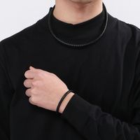 Simple Style Solid Color Leather Rope Men's Bracelets Necklace main image 9