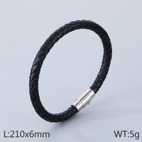 Simple Style Solid Color Leather Rope Men's Bracelets Necklace sku image 4