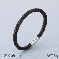 Simple Style Solid Color Leather Rope Men's Bracelets Necklace sku image 5