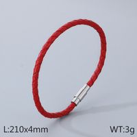 Simple Style Solid Color Leather Rope Men's Bracelets Necklace sku image 1
