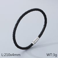 Simple Style Solid Color Leather Rope Men's Bracelets Necklace sku image 2