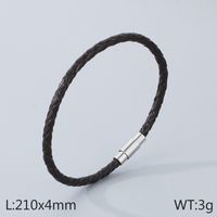 Simple Style Solid Color Leather Rope Men's Bracelets Necklace sku image 3