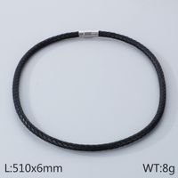 Simple Style Solid Color Leather Rope Men's Bracelets Necklace sku image 9