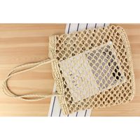 Women's Large Paper String Solid Color Business Zipper Straw Bag main image 4