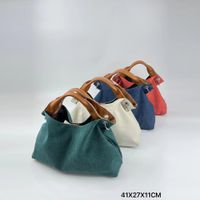 Women's Medium Canvas Color Block Vintage Style Classic Style Magnetic Buckle Handbag main image 2