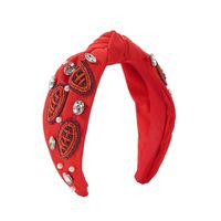 Women's Sports Rugby Cloth Seed Bead Inlay Artificial Pearls Glass Hair Band sku image 4
