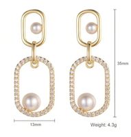 1 Pair Vacation Shiny Round Plating Inlay Copper Pearl Zircon Drop Earrings main image 2
