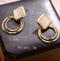 1 Pair Elegant Princess Circle Rhombus Plating Inlay Copper Opal Shell Drop Earrings main image 2
