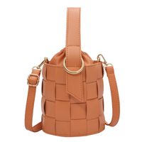 Women's Small Pu Leather Solid Color Vintage Style Classic Style String Bucket Bag main image 2