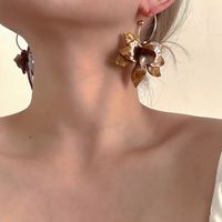 1 Pair Vintage Style Flower Plating Metal Drop Earrings main image 5