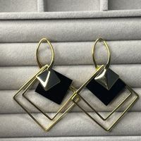 1 Pair Vintage Style Rhombus Plating Copper Drop Earrings sku image 1