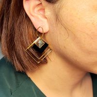 1 Pair Vintage Style Rhombus Plating Copper Drop Earrings main image 3