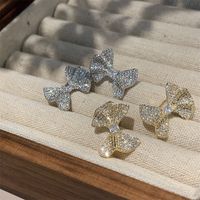 1 Pair Sweet Simple Style Bow Knot Plating Inlay Copper Zircon Ear Studs main image 1