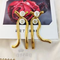 1 Pair Vintage Style Geometric Letter Plating Alloy Copper Drop Earrings main image 4