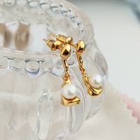 1 Pair Simple Style Irregular Plating Inlay Copper Pearl Drop Earrings sku image 1