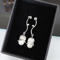 1 Pair Sweet Simple Style Flower Plating Inlay Metal Pearl Drop Earrings main image 4