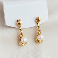 1 Pair Simple Style Irregular Plating Inlay Copper Pearl Drop Earrings main image 3