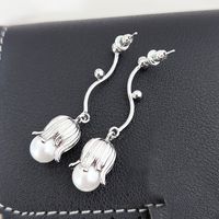 1 Pair Sweet Simple Style Flower Plating Inlay Metal Pearl Drop Earrings main image 3