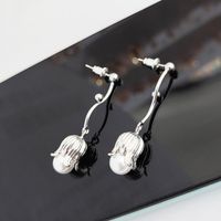 1 Pair Sweet Simple Style Flower Plating Inlay Metal Pearl Drop Earrings main image 2