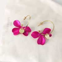 1 Pair Sweet Simple Style Flower Stoving Varnish Metal Drop Earrings main image 4