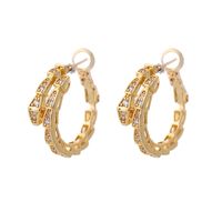 1 Pair Simple Style Shiny Snake Plating Inlay Copper Zircon Earrings main image 4
