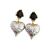 1 Pair Simple Style Heart Shape Plating Inlay Metal Rhinestones Drop Earrings main image 2