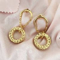 1 Paire Style Simple Cercle Placage Incruster Alliage Le Cuivre Perle Boucles D'oreilles main image 1