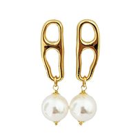 1 Pair Simple Style Commute Geometric Pearl Plating Metal Drop Earrings main image 4