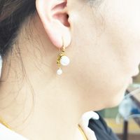 1 Pair Simple Style Round Plating Inlay Mixed Materials Pearl Drop Earrings main image 4
