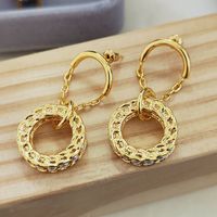 1 Pair Simple Style Circle Plating Inlay Alloy Copper Pearl Drop Earrings main image 3