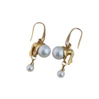 1 Pair Simple Style Round Plating Inlay Mixed Materials Pearl Drop Earrings main image 2