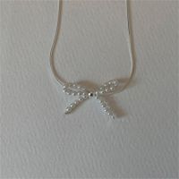 Sterling Silber Einfacher Stil Bogenknoten Halskette Mit Anhänger sku image 1