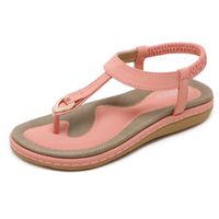 Women's Basic Solid Color T-strap Fashion Sandals main image 5