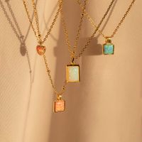 Wholesale Simple Style Heart Shape 304 Stainless Steel Artificial Opal Copper Plating Pendant Necklace main image 6