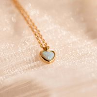 Wholesale Simple Style Heart Shape 304 Stainless Steel Artificial Opal Copper Plating Pendant Necklace main image 3