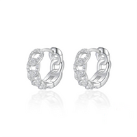1 Pair Elegant Glam Simple Style Round Chain Plating Inlay Sterling Silver Zircon Earrings sku image 2