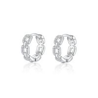 1 Pair Elegant Glam Simple Style Round Chain Plating Inlay Sterling Silver Zircon Earrings sku image 1
