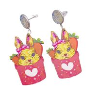 1 Pair Cute Rabbit Letter Wood Drop Earrings main image 5