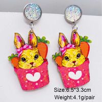 1 Pair Cute Rabbit Letter Wood Drop Earrings sku image 1
