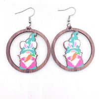 1 Pair Cute Rabbit Cartoon Wood Drop Earrings main image 5