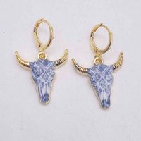 1 Pair Casual Retro Simple Style Cattle Metal Drop Earrings sku image 1