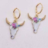 1 Pair Casual Retro Simple Style Cattle Metal Drop Earrings sku image 4