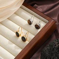 1 Pair Vintage Style Solid Color Inlay Natural Stone Copper Natural Stone Drop Earrings main image 3