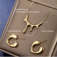 304 Stainless Steel 18K Gold Plated XUPING Simple Style Plating Solid Color Earrings Necklace main image 2