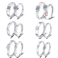 Wholesale Simple Style Shiny Heart Shape Crown Bow Knot Copper Inlay Zircon Open Rings main image 1