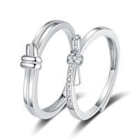Großhandel Einfacher Stil Glänzend Herzform Krone Bogenknoten Kupfer Inlay Zirkon Offener Ring sku image 4