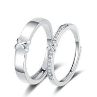 Großhandel Einfacher Stil Glänzend Herzform Krone Bogenknoten Kupfer Inlay Zirkon Offener Ring sku image 5