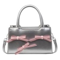 Women's Medium Pu Leather Bow Knot Elegant Zipper Handbag sku image 3