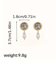 1 Pair Retro Human Plating Chain Inlay Freshwater Pearl Copper Zircon Drop Earrings main image 2