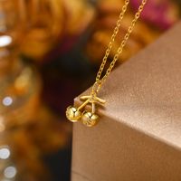 Wholesale Sweet Cherry Copper Gold Plated Pendant Necklace main image 3